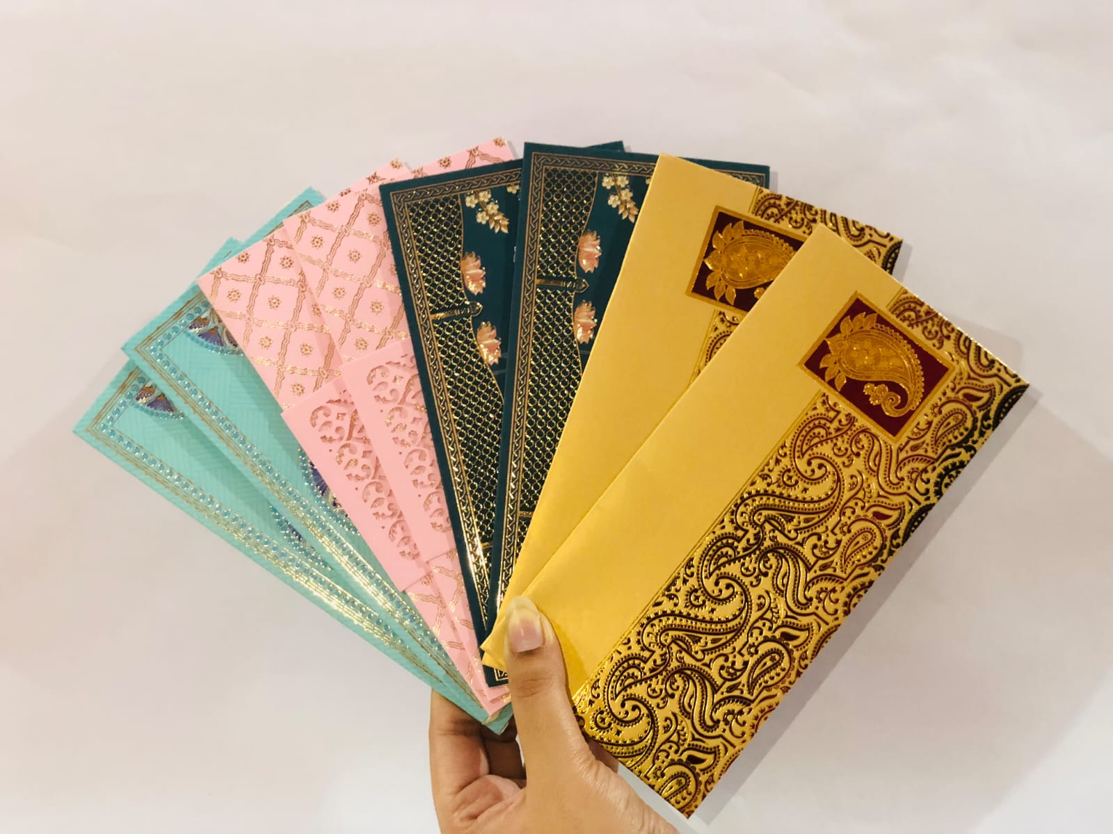 Royal Gold-Embossed Shagun Cash Envelopes (Set of 5)